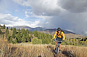 Man mt. biking in Sun Valley, Idaho. USA