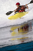 White water kayaker. Skookumchuck Rapids, British Columbia, Canada