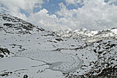 Snow covered lake, Nathula pass. India.