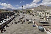 barkor square seen from the jokhang temple. barkhor district. lhasa. lhasa prefecture. tibet. china. asia.