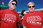 Couple with t-shirt supporting Gibraltars colony. National day (September the 10th). Gibraltar. UK