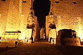 The Luxor Temple entrance at night. Luxor, Egypt