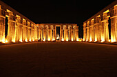 View of columns surrounding courtyard. Luxor, Egypt