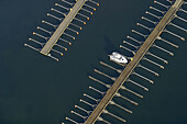One boat at the bridge in the harbour Simrishamn Skåne Sweden