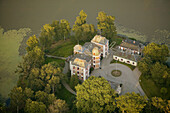 Old Castle and lake, aerial view. Skåne. Sweden.