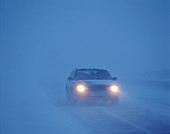 Car on winter road. Sälen. Dalarna. Sweden.