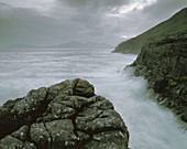Sea and storm. Faroe island. Denmark.