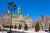 Place Jacques-Cartier and city hall in winter. Montréal. Québec. Canada.