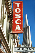 Tosca and Transamerica Pyramide. San Francisco, CA, USA