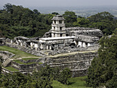 The Palace in Palenque, Maya archeological site (600 - 800 A.D.). Chiapas, Mexico