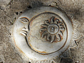 Sun and moon, Maya glyph from Yucatan Peninsula, Mexico
