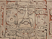 Glyph, Mayan ruins of Kohunlich (Pre classic & Early Classic, 100 - 600 A.D.). Quintana Roo, Mexico