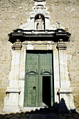 Church door, Flaçà. Gironès, Girona province. Catalonia, Spain