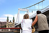 Sailing under Elizabeth Bridge, Budapest, Hungary