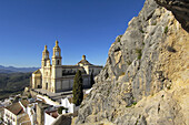 Olvera, Nuestra Señora de la Encarnación church (neo-classical, 19th century), View from the muslim castle, Cádiz province, Andalusia, Spain
