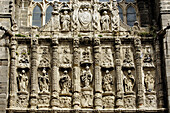 Gothic cathedral of Ávila (built 12th-15th century), detail of main façade above the Apostles Gate by Juan Guas (1458), Ávila. Castilla-Léon, Spain