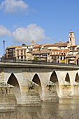 Medieval bridge over Duero river. Tordesillas. Valladolid province. Castilla y Leon. Spain