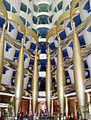 Brilliant lobby of the Burj Al Arab Hotel, Dubai, United Arab Emirates.