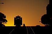 Cable car at sunset, San Francisco. California, USA