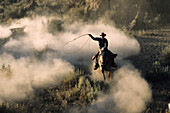 Horserider in ranch. Oregon, USA