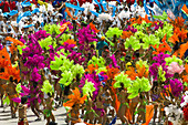 People in costume in the Harts carnival mas band, Trinidad Carnival, Queens Park Savannah, Port of Spain, Island of Trinidad, Trinidad  and Tobago