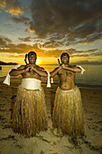 Fijian warriors on the beach of the Tokoriki Island Resort, Fiji Islands