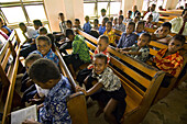 Children at Ekubu Methodist Church, Vatulele Island, Fiji Islands