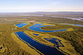 Aerial view flying over the Yukon River, near the Arctic Circle, Alaska