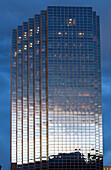 A skyscraper at twilight, Denver, Colorado USA