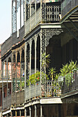 Wrought iron balconies, French Quarter, New Orleans, Louisiana, USA