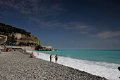 People on the beach at Nice, Cote d'Azur, Provence, France