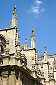 Pinnacles and flying buttresses in Sevilla cathedral. Sevilla. Andalucia. Spain.