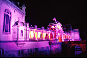 Night view of Château de Chantilly from main court, Chantilly. Oise, Picardy, France