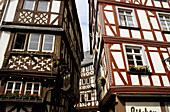 Half-timbered houses by Mosel River. Rhineland Palatinate, Germany