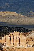 A rock similar to a cathedral colored by the sunset at the Bryce Canyon. Utah, USA