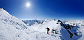 Back-country skiers at Sulzkogel, Kuhtai, Stubai range, Tyrol, Austria
