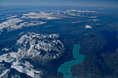 Luftaufnahme vom Lago Pehoe, Paine Massiv Torres del Paine Nationalpark, Patagonien, Chile