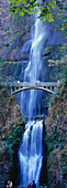 Tourists at waterfall, Multnomah Falls, Columbia River Gorge, Oregon, USA