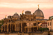Bruhl's Terrace with University of Visual Arts in the evening, Dresden, Saxony, Germany