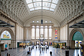 View inside the lobby of the central station, Leipzig, Saxony, Germany