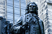 Johann Sebastian Bach monument in front of St. Thomas Church, Leipzig, Saxony, Germany