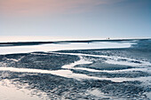Beach at St. Peter Ording at sunrise, Eiderstedt peninsula, Schleswig Holstein, Germany, Europe