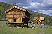 Wooden barn (loft) in Uvdal museum, Numedal, Norway.