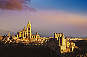 Alcázar and cathedral. Segovia. Castilla y Leon. Spain