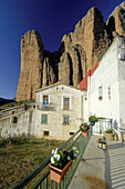 Village and Mallos de Riglos. Huesca province. Aragon. Spain.