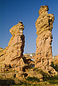 The Picuezo and the Picueza (42 and 28 m. high) sandstone rock formations, Autol. La Rioja, Spain