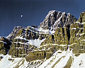 Moon over Crowfoot Mountain, Banff National Park, Alberta, Canada