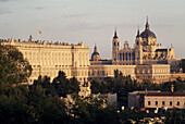 Royal Palace and Almudena cathedral. Madrid. Spain