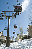 Chairlifts, Sierra Nevada. Granada province, Andalusia, Spain