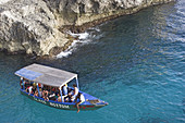 Glass-bottom boat. Negril. Jamaica.